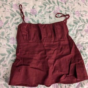 Edikted XS Dark Red Babydoll Top With Back Tie